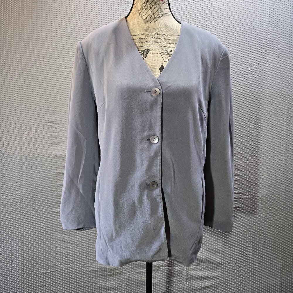 Talbots Collarless Silk Blazer Lightweight Periwinkle Color Size 10 (M) Office